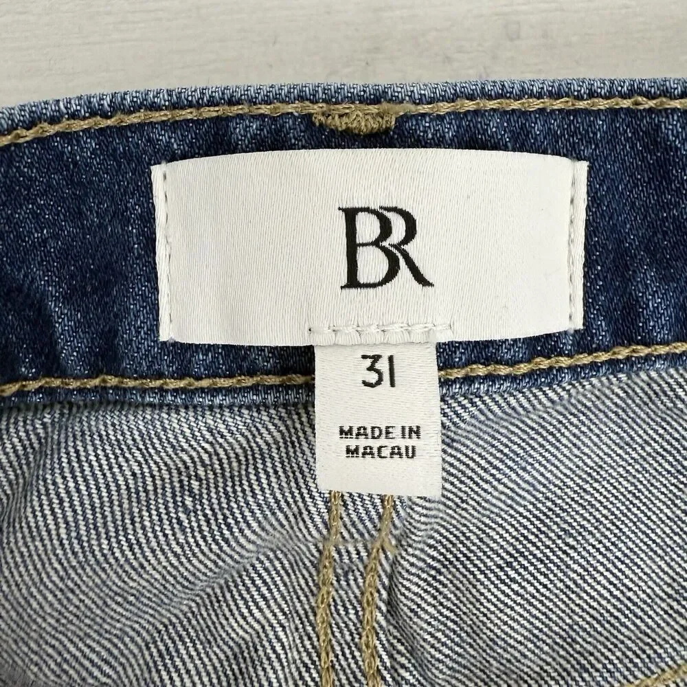 Banana Republic High Rise Rigid Bow Jeans 31 Blue‎ Horseshoe Barrel Leg NO BELT - Picture 9 of 16